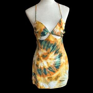 White Fox Tie-Dye Cutout Mini Dress